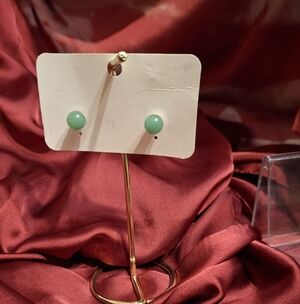 Jadeite Green ball stud earrings